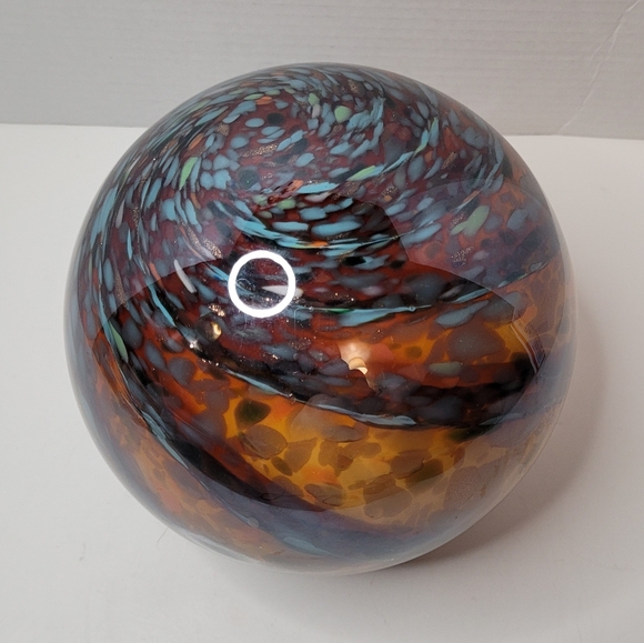 Gorgeous Handcrafted Art Glass Large Sphere Hollow Very Cool Very Rare NWT